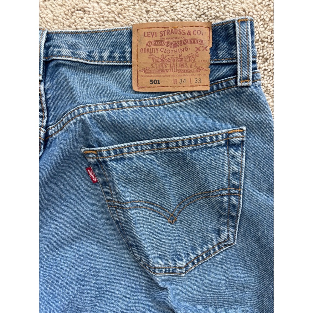 Levi's 501 Jeans 34x33 Blue Vintage Made in USA Straight Leg Denim